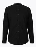 Marks & Spencer Pure Cotton Grandad Oxford Shirt Black
