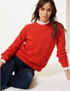 Marks & Spencer Pure Cotton Textured Jumper Bright Red