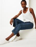 Marks & Spencer Pure Cotton Floral Relaxed Fit Vest Top Ivory Mix