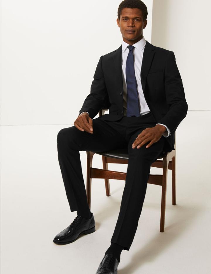 Marks & Spencer Black Textured Skinny Fit Jacket Black