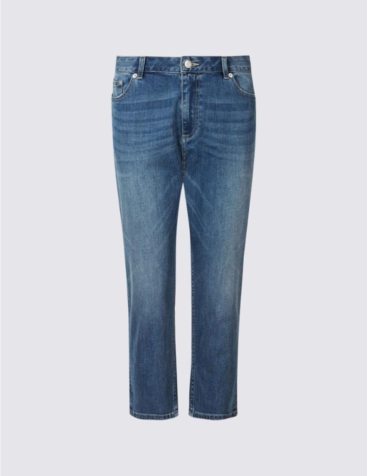 Marks & Spencer Mid Rise Cropped Slim Leg Jeans Light Indigo