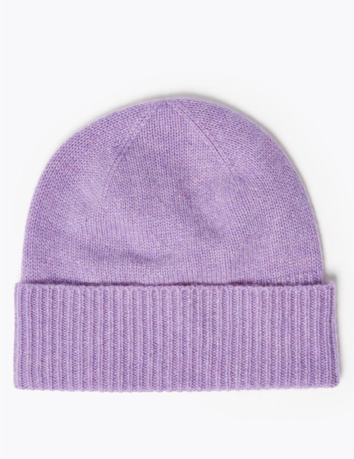 Marks & Spencer Pure Cashmere Turned Up Beanie Mauve