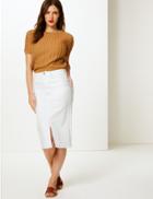 Marks & Spencer Split Front Denim Skirt Soft White