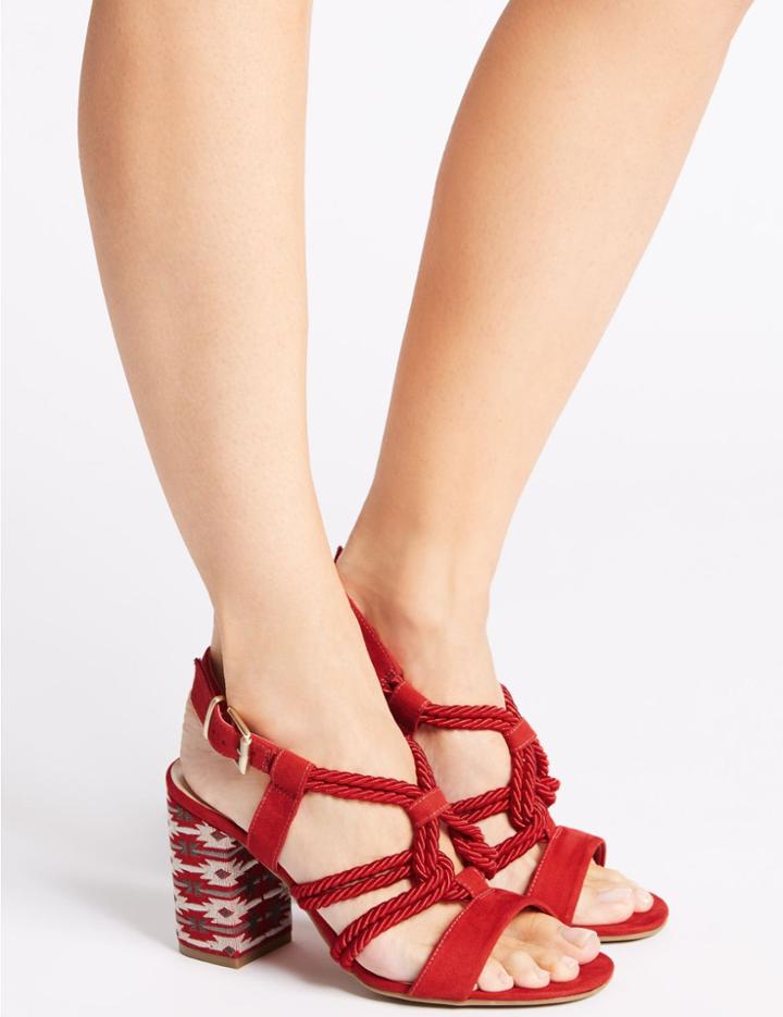 Marks & Spencer Block Heel Rope Sandals Red