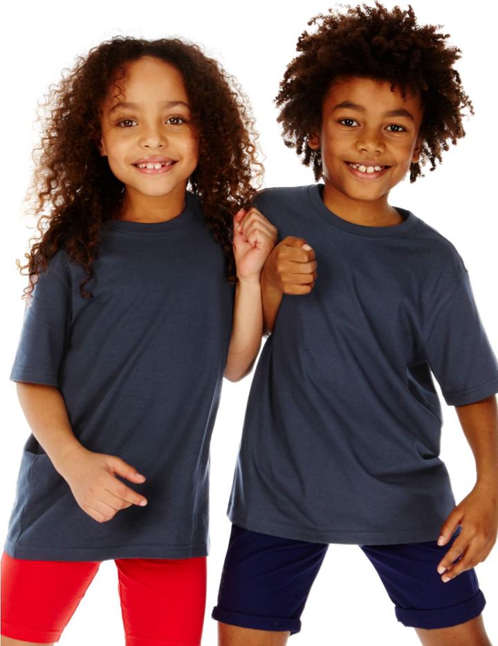 Marks & Spencer 2 Pack Unisex Pure Cotton T-shirts Navy