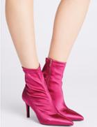 Marks & Spencer Stiletto Heel Side Zip Stretch Ankle Boots Hot Pink