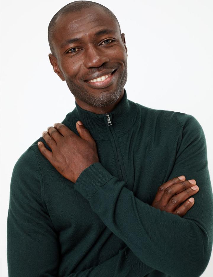 Marks & Spencer Extra Fine Merino Wool Funnel Neck Jumper Green