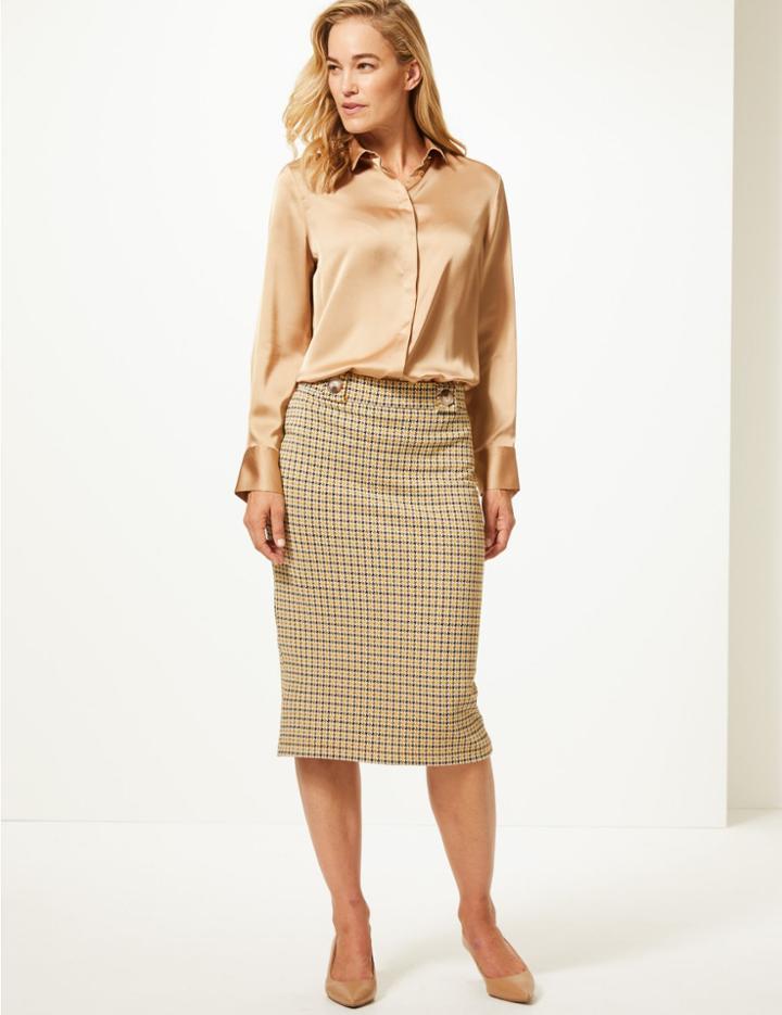 Marks & Spencer Checked Jersey Skirt Yellow Mix