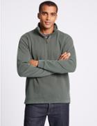 Marks & Spencer Slim Fit Pure Cotton Zip Through Top Grey