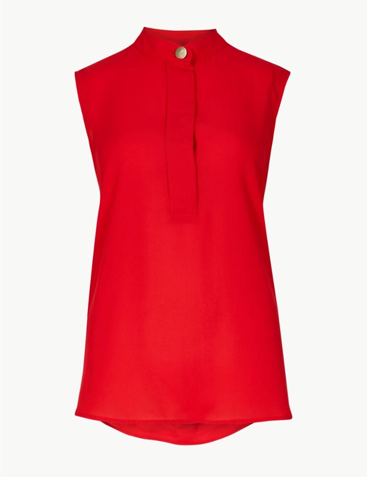 Marks & Spencer High Neck Shell Top Red