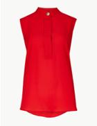 Marks & Spencer High Neck Shell Top Red