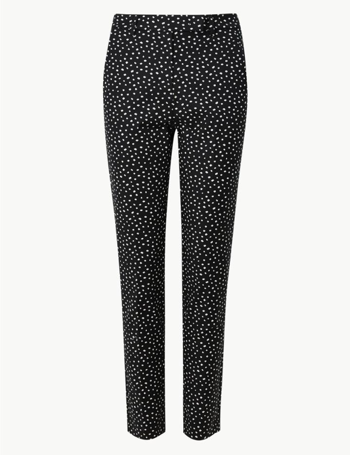 Marks & Spencer Polka Dot Slim Leg Trousers Black Mix