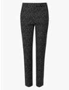 Marks & Spencer Polka Dot Slim Leg Trousers Black Mix