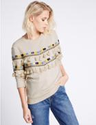 Marks & Spencer Beaded Long Sleeve Jersey Top Ivory