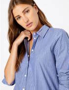 Marks & Spencer Pima Cotton Striped Shirt Blue Mix