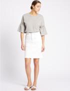 Marks & Spencer Denim Straight Mini Skirt Ivory