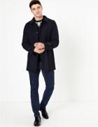 Marks & Spencer Overcoat With Wool Navy