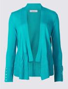 Marks & Spencer Ribbed Open Front Cardigan Rich Aqua