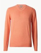 Marks & Spencer Pure Cotton V-neck Jumper Orange