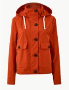Marks & Spencer Hooded Fleece Jacket Burnt Orange