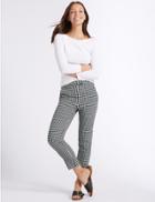 Marks & Spencer Checked Cropped Slim Leg Trousers Black Mix