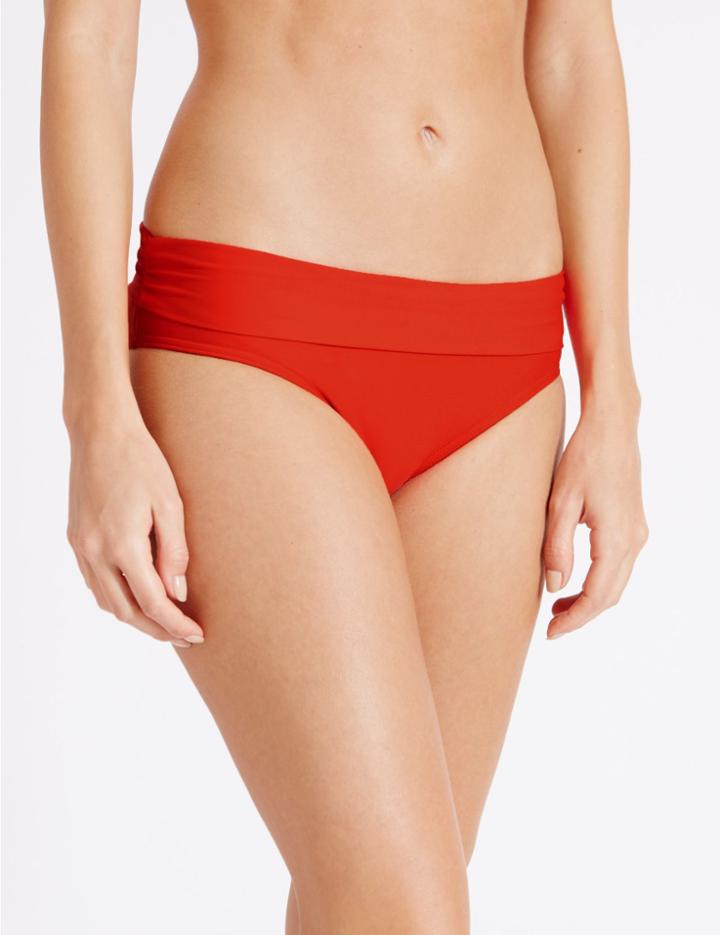 Marks & Spencer Roll Top Hipster Bikini Bottoms Flame