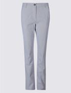 Marks & Spencer Cotton Rich Striped Standard Chinos Navy Mix