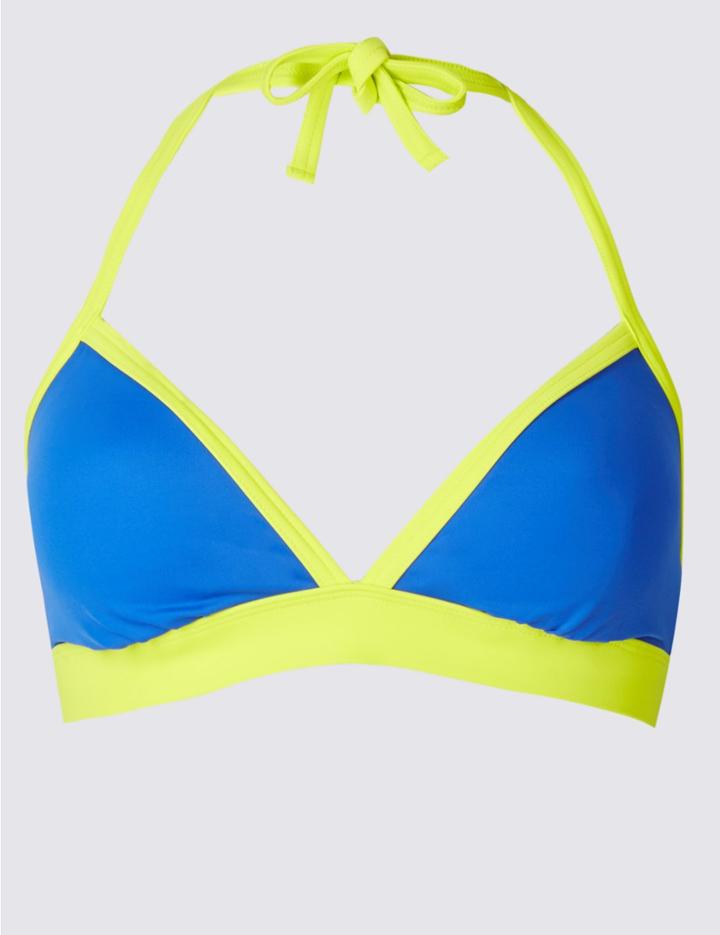 Marks & Spencer Triangle Bikini Top Blue Mix