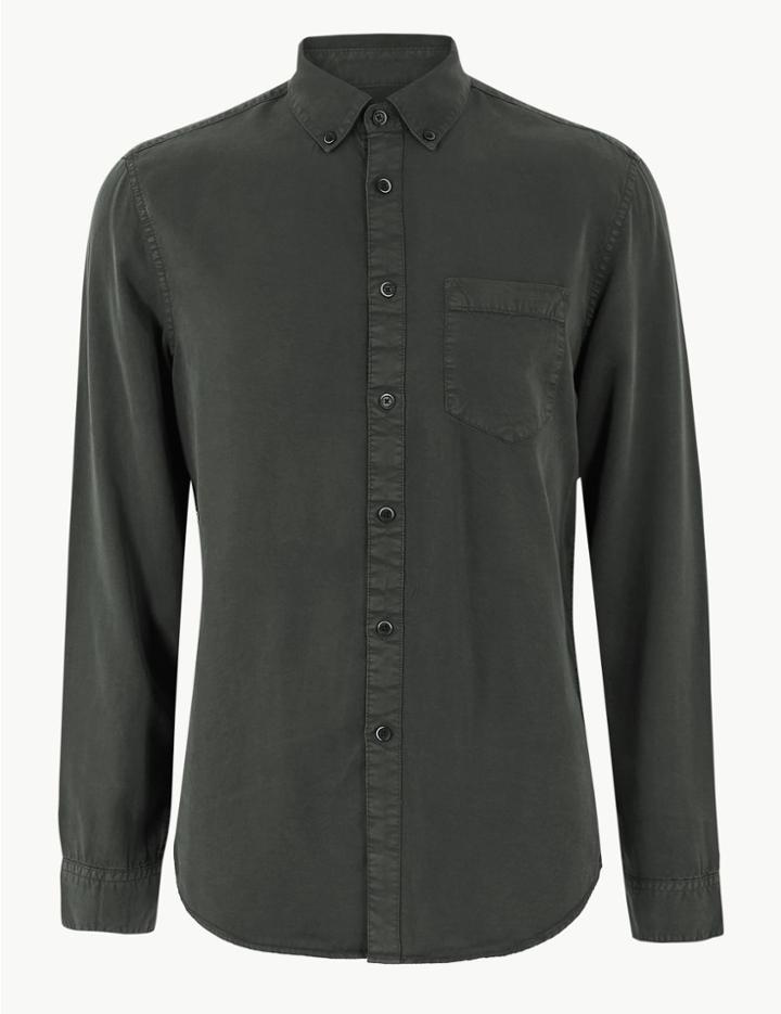 Marks & Spencer Long Sleeve Shirt With Pocket Charcoal