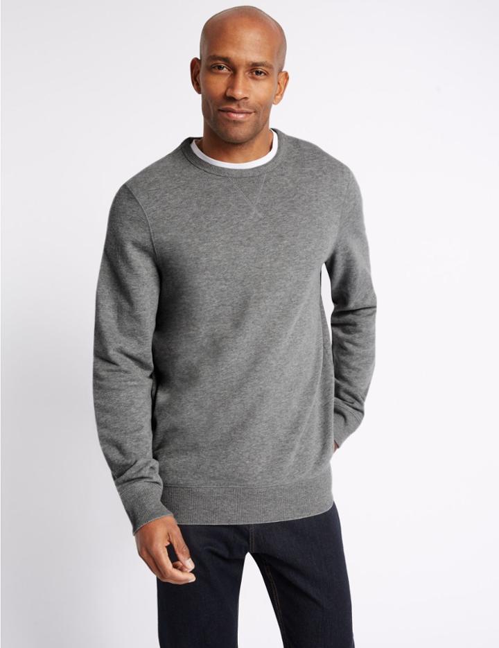 Marks & Spencer Pure Cotton Sweatshirt Grey Mix