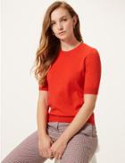 Marks & Spencer Textured Round Neck Knitted Top Bright Red
