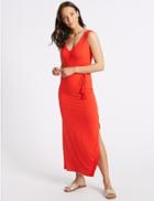 Marks & Spencer Ruched Front Slip Maxi Dress Red