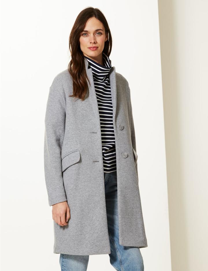 Marks & Spencer Single Breasted Coat Grey Marl
