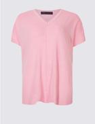 Marks & Spencer Curve V-neck Short Sleeve Jumper Bubblegum Pink