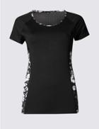Marks & Spencer Short Sleeve Floral Print T-shirt Black Mix
