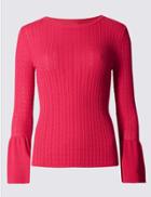 Marks & Spencer Flared Sleeve Jumper Hot Pink