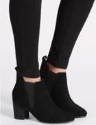 Marks & Spencer Leather Block Heel Ankle Boots Black