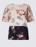 Marks & Spencer Floral Embellished Half Sleeve T-shirt Pale Rose