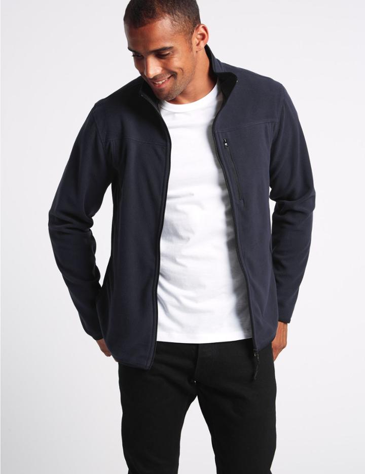Marks & Spencer Funnel Neck Fleece Jacket With Stormwear&trade; Navy