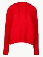 Marks & Spencer Textured Hooded Jumper Bright Red