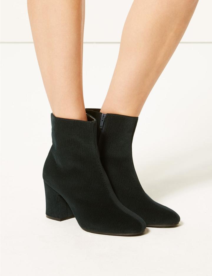 Marks & Spencer Block Heel Ankle Boots Dark Teal