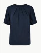 Marks & Spencer Pleat Neck Short Sleeve Top Rowan