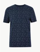 Marks & Spencer Cotton Bird Print T-shirt Navy Mix