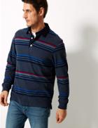 Marks & Spencer Pure Cotton Striped Rugby Top Denim Mix