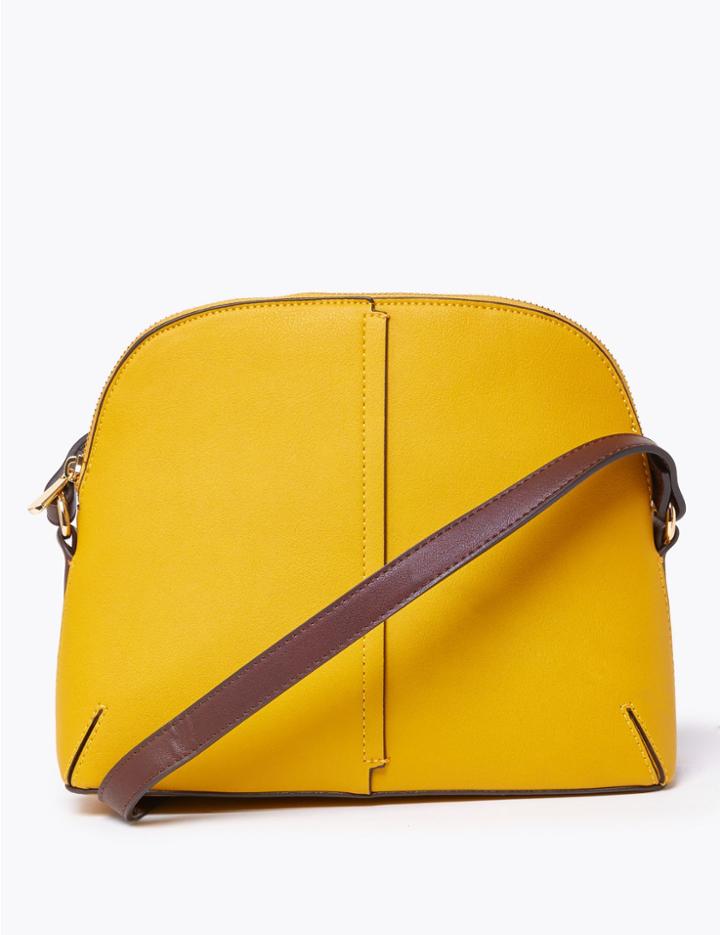 Marks & Spencer Croc Effect Crossbody Bag Ochre