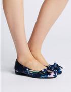 Marks & Spencer Extra Wide Fit Bow Ballet Pumps Navy Mix