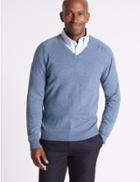 Marks & Spencer Pure Lambswool Textured Jumper Light Blue Mix