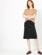 Marks & Spencer Cotton Rich A-line Skirt Grey