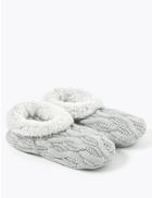 Marks & Spencer Knitted Fleece Booties Grey
