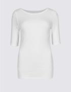Marks & Spencer Pure Cotton Round Neck Half Sleeve T-shirt White